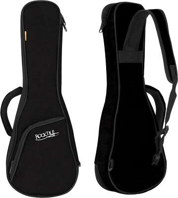 Gepolsterte Tasche in Schwarz/Orange mit Gurten zum Schutz Deiner Sopran-Ukulele