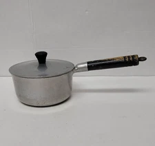 6" Small Quart Sauce Pan Wood Handle Lid with Black Knob