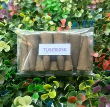 Tuberose Backflow Incense Cone Hand Dipped with Essential Oils 100% Natural  