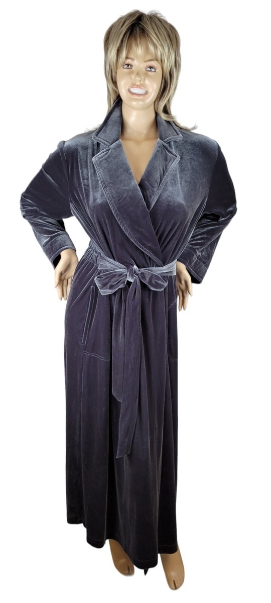 Vintage Diamond Tea Womens Velvet Velour Long Maxi Robe Dressing Gown Grey XL Vintage Diamond Tea Womens Velvet Velour Long Maxi Robe Dressing Gown Grey XL