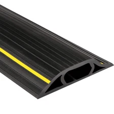 High Visibility Plastic Floor Cord Covers - Black with Yellow Stripe 