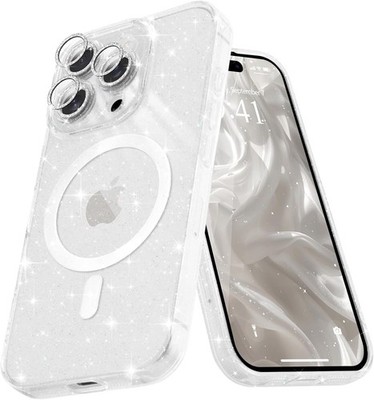 iPhone 14 Pro Max Case for Women Girls, Sparkle Clear Magnetic Glitter Soft Phon