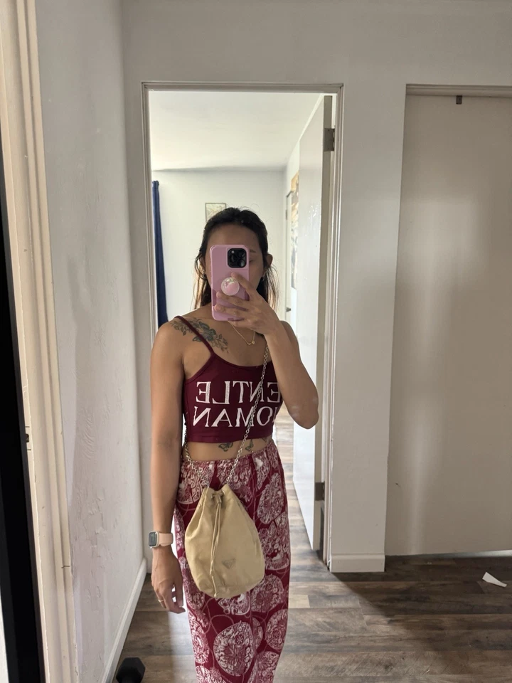 Prada Mini Re-nylon Bucket Bag In Color Beige - Image 2 of 4