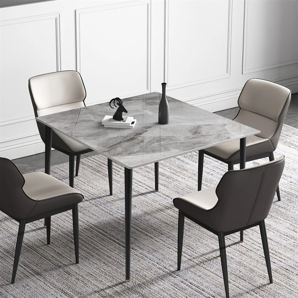 WISFOR Kitchen Dining Table Rectangular Natural Marble Table w Metal Frame 30" H - Image 2 of 4