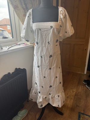 Matalan White Floral Midi Dress Size 14 New Beautiful Floaty Summer | eBay  UK