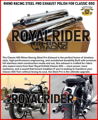 RHINO RACING STEEL PRO AUSPUFF POLUR PASSEND FÜR ROYAL ENFIELD CLASSIC 650