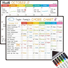 Magnetic Dry Erase Monthly Calendar Chore Chart 14.5"x11" 6 Markers