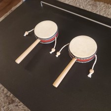 Handmade White Monkey Drum Spinning Drum Kids Instrument Percussion Pair Mexico
