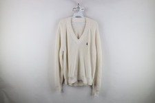 Vtg 90s Nautica Mens Medium Sailboat Sailing Chunky Ribbed Knit Sweater White