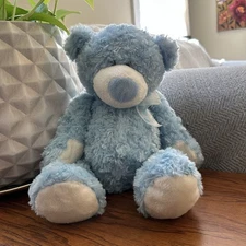 Baby Ganz Tubby Tummy Blue Bear Plush Weighted Stuffed Animal 15" Minky Swirl
