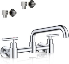 Commercial Kitchen Faucet Wall Mount 8 Inch Center, Utility Stainless Steel Kitc