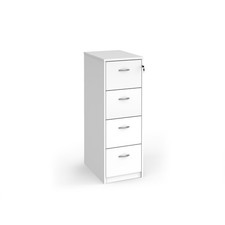 LF4WH - Wooden 4 drawer filing cabinet with silver handles 1360mm high - white