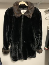 Cappotto/giacca Oleg Cassini donna grande nero/marrone pelliccia sintetica premium designer L
