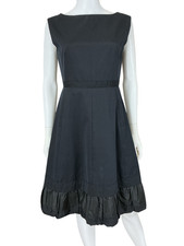 Marc Jacobs Fit Flare Dress Size 8 Black Polka Dot Bubble Hem Cocktail LBD $459