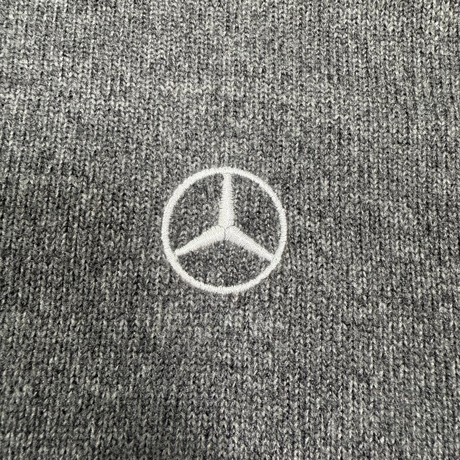 Mercedes-Benz Jacket Mens Large Gray Fleece Full Zip Stand Collar Logo Pockets image 2