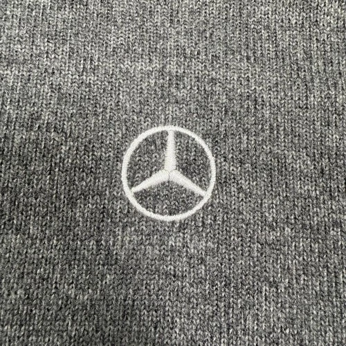 Mercedes-Benz Jacket Mens Large Gray Fleece Full Zip Stand Collar Logo Pockets image 2
