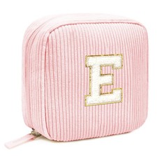 Valentines Day Gifts Personalized Initial Monogram Makeup Bag Pink Travel Case