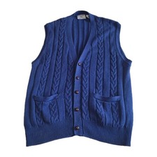 Vintage Izod Lacoste Sweater Mens V Neck Cable Knit Button Down Vest XL