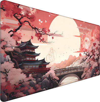 Japanese Large  Mouse Pad with Stitched Edges, 31.5'' X 15.7'' Large Extended Comp