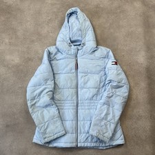 Tommy Hilfiger Jacket Men's Large Vintage Windbreaker Puffer Full Zip Coat, Blue