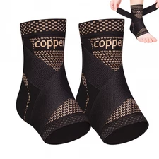 2pc copper Ankle Compression Sleeve w Strap Support foot pain Sprains. US Stock