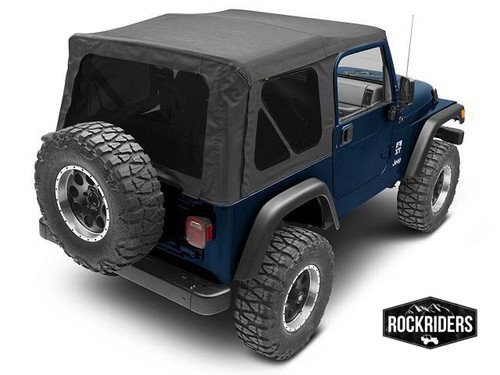Premium Soft top Canvas + Tinted Rear Windows Black for 1997-06 Jeep Wrangler TJ - Picture 13 of 14