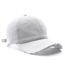 Classic Washed Distressed Vintage Baseball Cap Unconstructed One Size, White