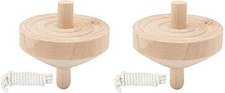 Ikeda Kougyo-sha Wooden Craft Top with String 45680 Set of 2