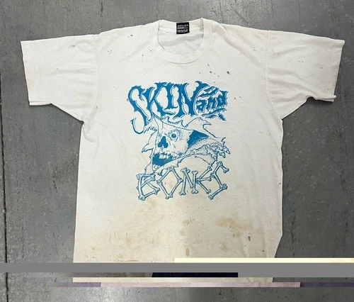 Vintage Thrashed Skin And Bones Metal Band Shirt, Distressed Vintage vintage concert t-shirt, vintage, single stitch, B+ condition