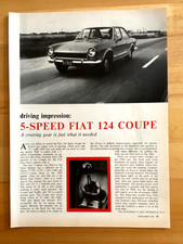 1969 Print Article Fiat 124 Coupe 5 Speed