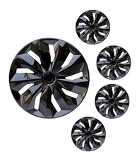 Hubcaps Wheel Covers Replacement R15 Size Hub Caps Universal 15-inch TT-Black
