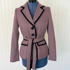 Vintage 90s Pink and Black Houndstooth Blazer Jacket Size 4