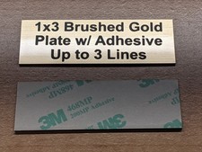 Any Size Custom Engraved Brushed Gold Plate Plaque Sign Tag Label w/ Adhesive