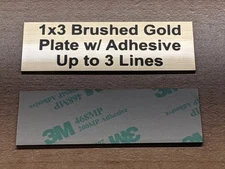 Any Size Custom Engraved Brushed Gold Plate Plaque Sign Tag Label w/ Adhesive
