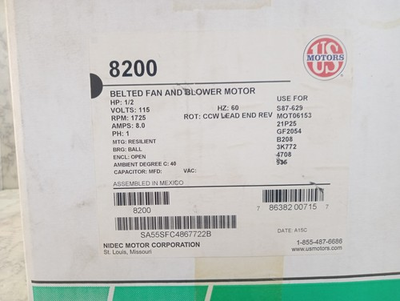 #ad #ad US Motors 8200 Belted Fan Blower Motor 1 2 HP 1 Phase 1725 RPM $59.95