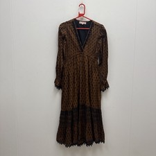 Piti Cuiti Brown Paisley Long Sleeve Maxi Dress Size S/M