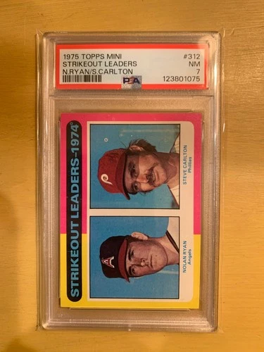 1975 Topps - League Strikeout Leaders Nolan Ryan, Steve Carlton #312 PSA 7