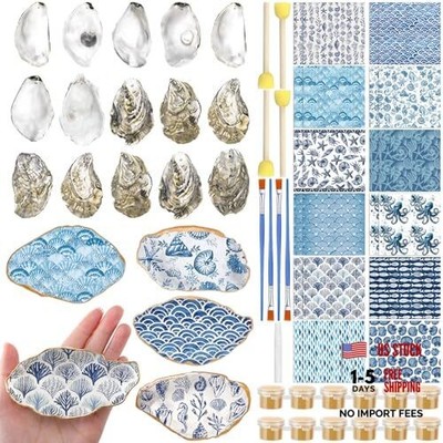 Blueweenly 12 Set Ocean Oyster Shells for Crafts - Beach Coastal Shell