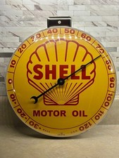 Vintage Style 12 inch Round SHELL MOTOR OIL Thermometer / Sign