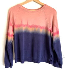 Velvet by Graham & Spencer Tiedye Crewneck Pullover Sweatshirt-Pink Blush-Sze XS