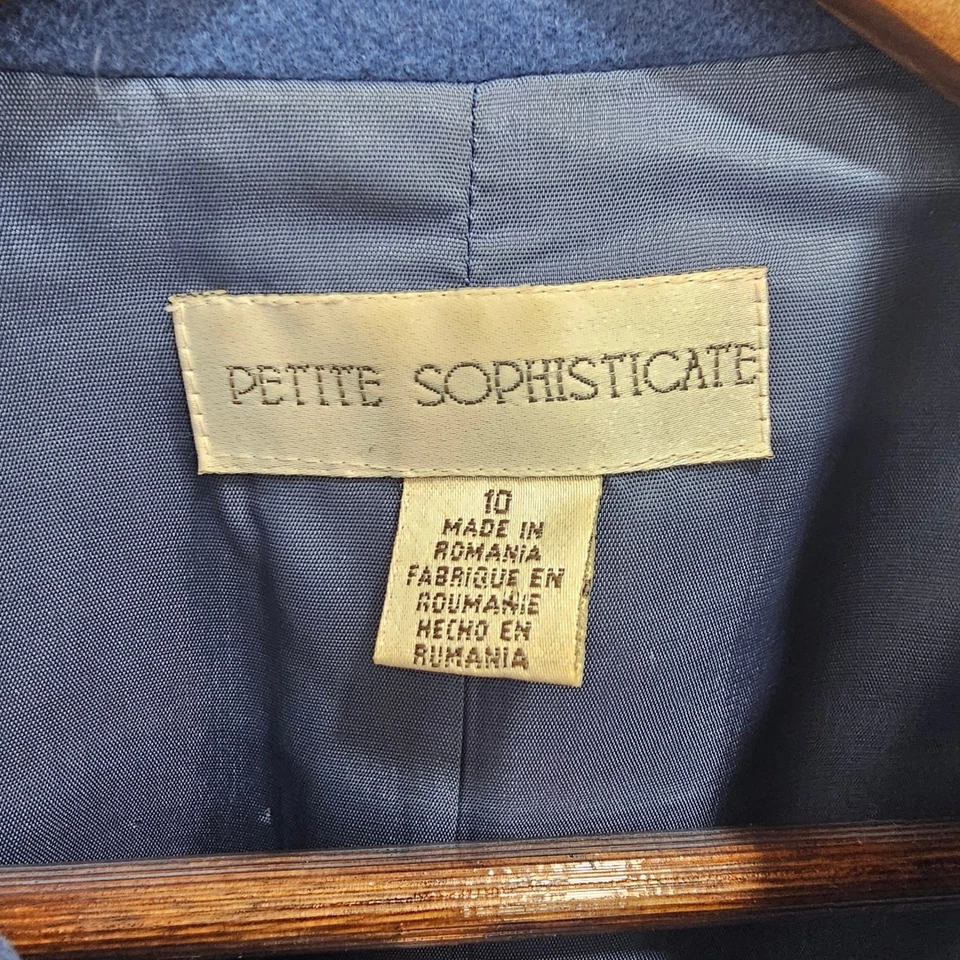 Chaqueta Blazer Petite Sophisticate Azul Mezcla Lana Cremallera Frontal Talla 10 Foto 2 de 4