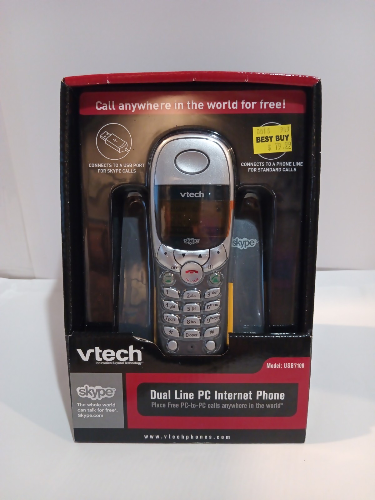 VTech Cordless Dual-Line PC Phone for Skype VoIP - USB7100 NEW