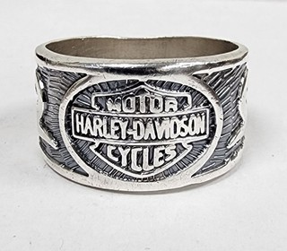 Harley Davidson Motorcycles Sterling Silver Bar & Shield Men's Ring Size: 12.25