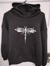 Black Dragonfly Hoody Shirt. Size Medium.