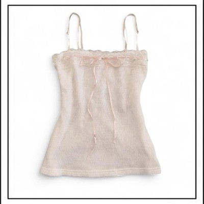 Liz Lisa Fuzzy Pink Ribbon Tie Lace Trim Cami Top Japan Free Size Himekaji