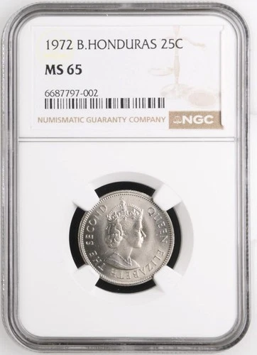 British Honduras 25 Cents 1972 NGC MS 65