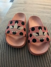 adidas Damen Badelatschen rosa gepunktet Logo...
