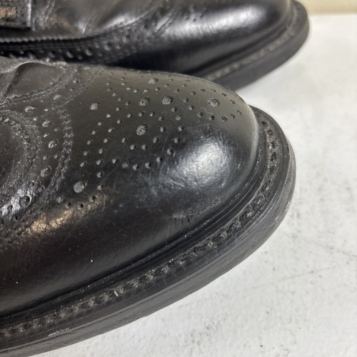 DEXTER Men's Size 11C Black Pebble Grain Leather Broque Derby Shoe Vintage - Picture 4 of 9