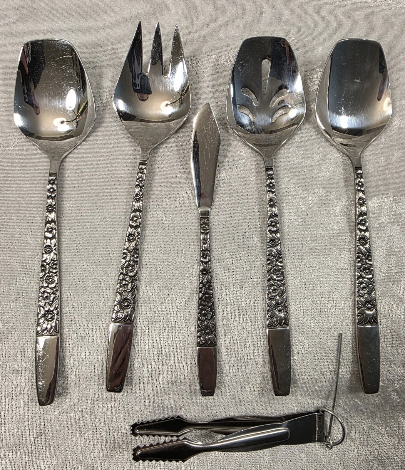 HANFORD FORGE "SPRING LAKE" SERVING PIECES, SPOONS, FORKS, SUGAR, BUTTER JAPAN