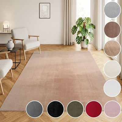 Teppich Wohnzimmer Modern Kurzflor Teppich Einfarbig Modern Rutschfest Weich